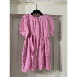 &merci Pink Gauze Mini Babydoll Dress Puff Sleeve Cotton Women’s Small Cottage